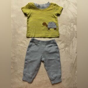Carter's Lime Striped Shirt and Light Gray Pants Set